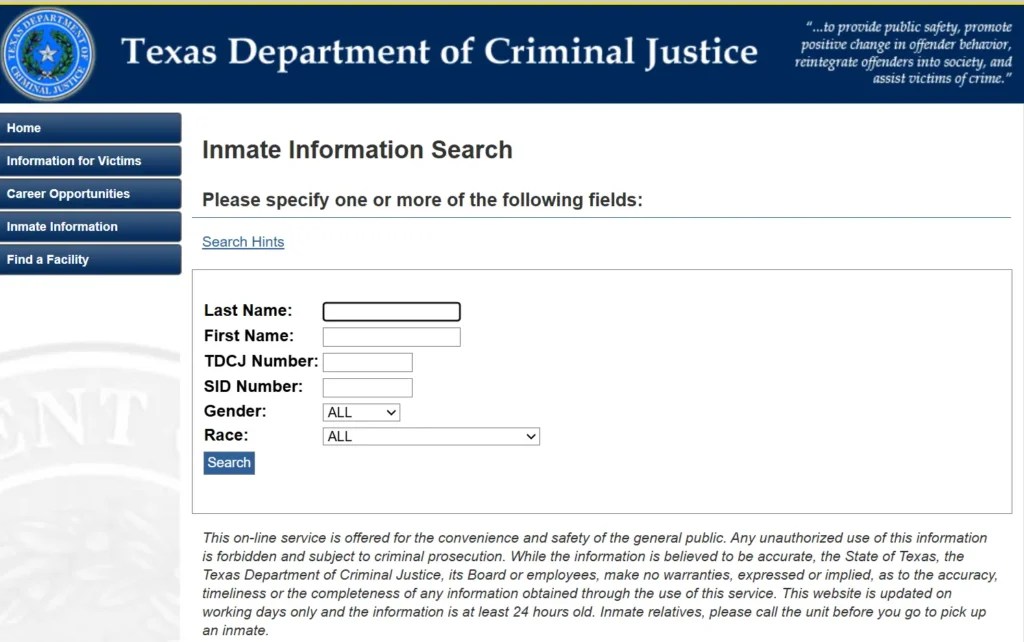 TDCJ Inmate Search Update TDCJ inmate search offender 2025