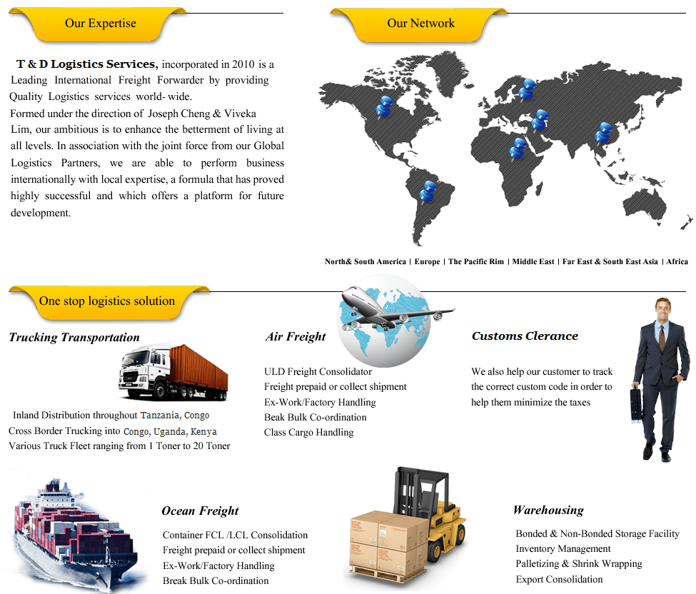 Logistics Company in Tanzania Shipping Company In Tanzania T & D Logistics Services Sdn Bhd