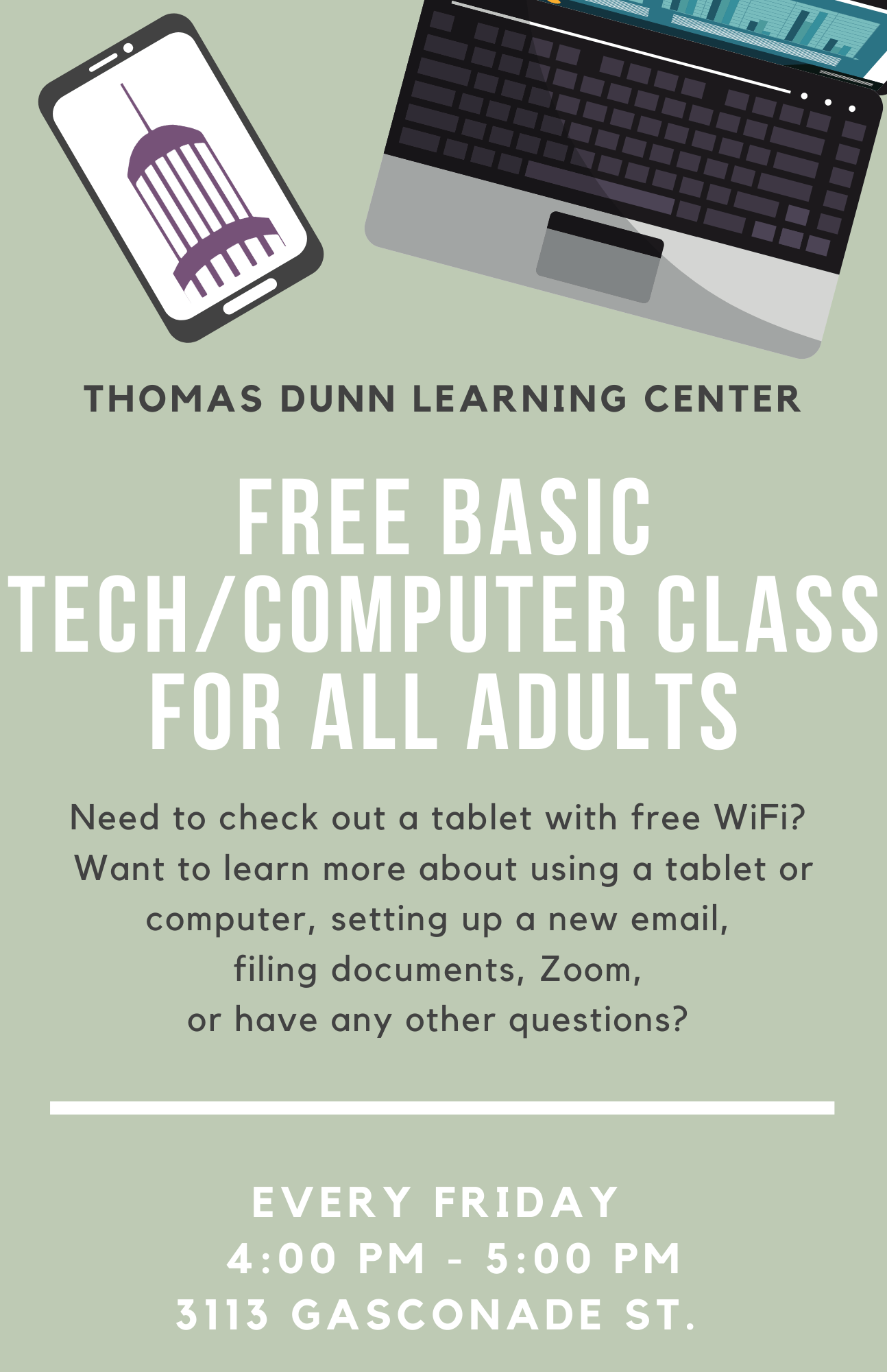 Events October 27 2023 Beginner's Tech Class – Thomas Dunn Learning Center