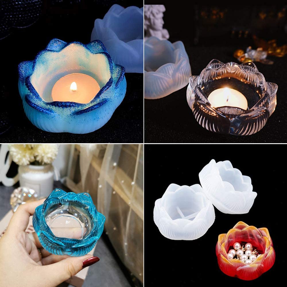 Silicone Candlestick Resin Molds Flower Epoxy Resin Casting Moulds DIY