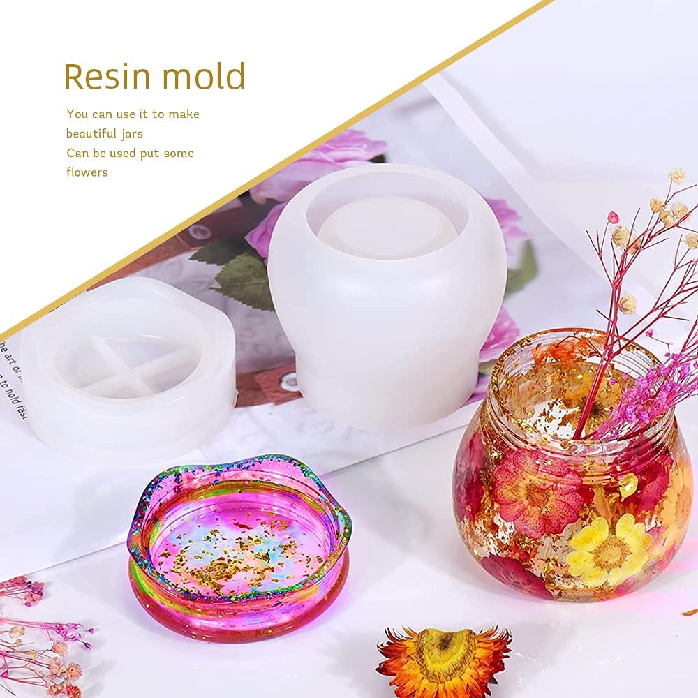 Pudding Jars Silicone Resin Mold, Silicone Jar Resin Mold with Lid