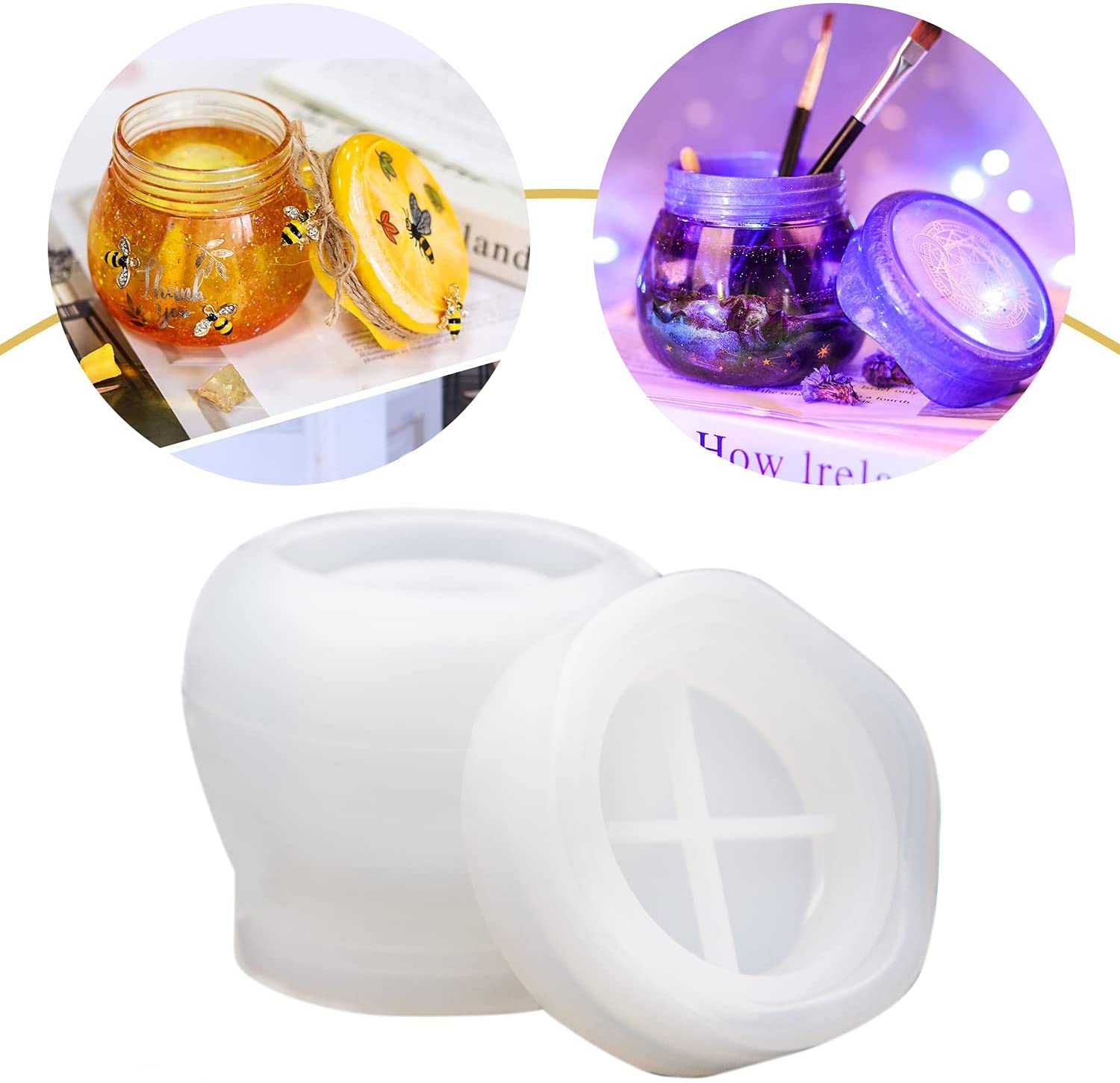 Pudding Jars Silicone Resin Mold, Silicone Jar Resin Mold with Lid