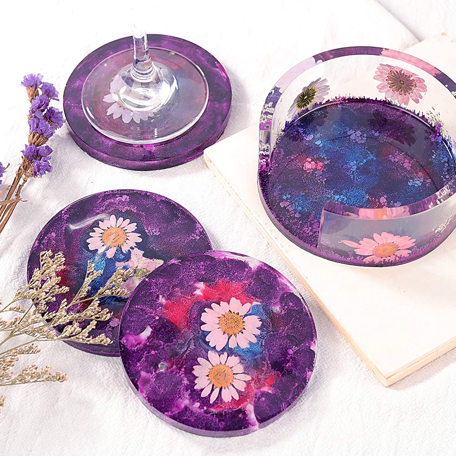 Coaster Resin Molds, Coaster Molds with Coaster Storage Box Mold, Epoxy