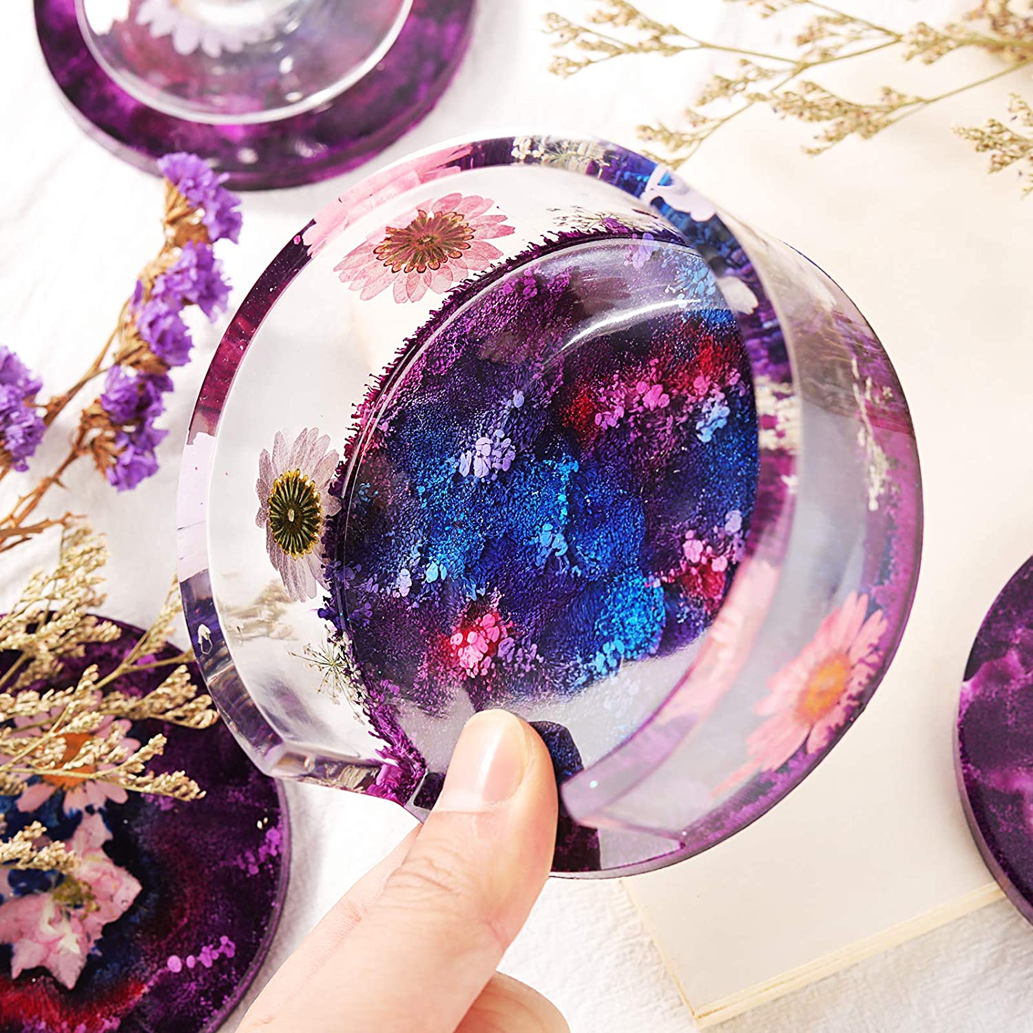 Coaster Resin Molds, Coaster Molds with Coaster Storage Box Mold, Epoxy