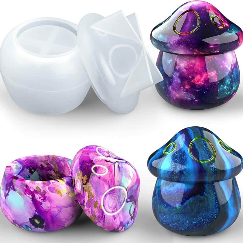 Mushroom Jars Silicone Molds with Lid for Epoxy Resin Casting for DIY