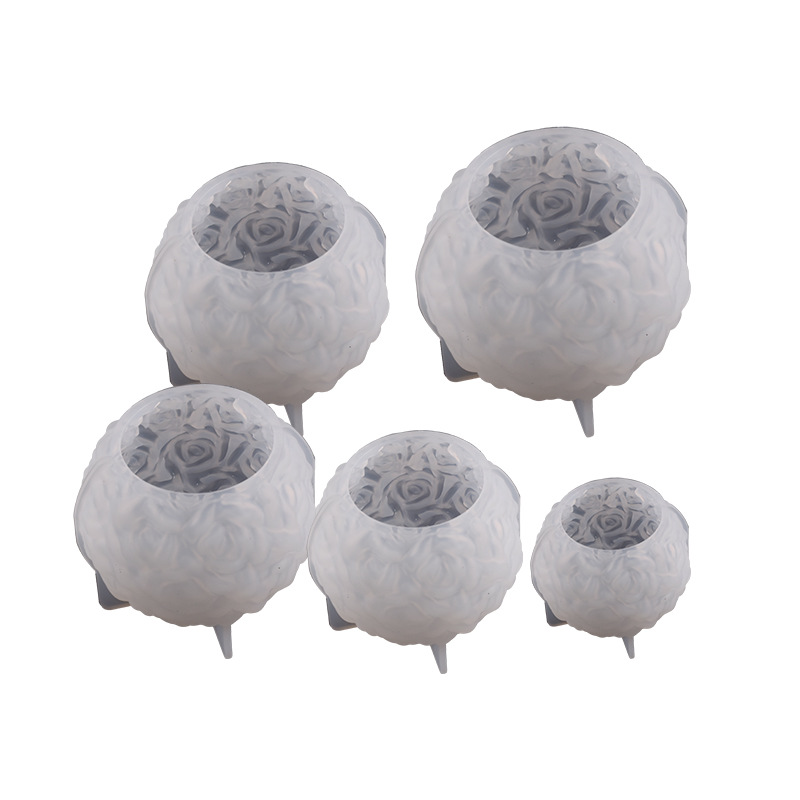 Rose Ball Candle Molds 3D Rose Flowers Silicone Mould Valentine's Day