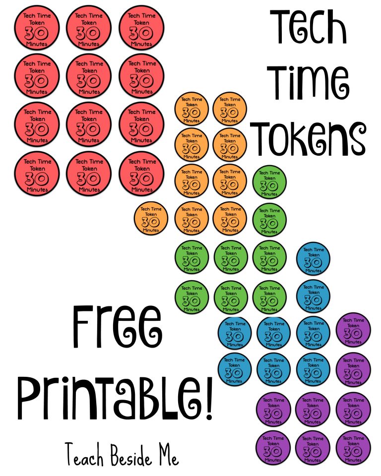 FREE Printable Tech Time Tokens Teach Beside Me