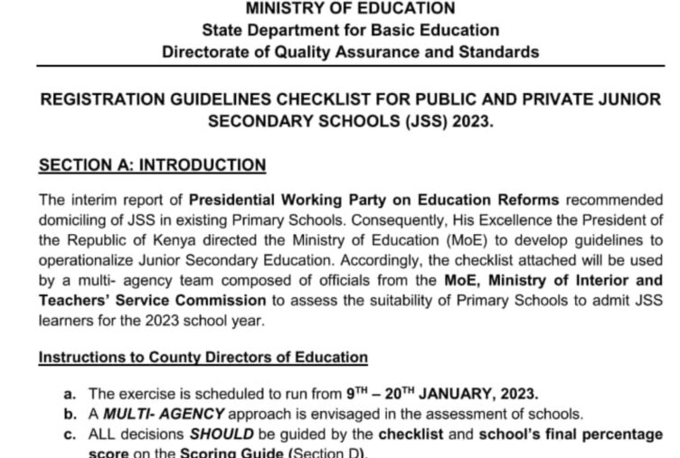 Ministry of Education Issues Guidelines Checklist for Public and