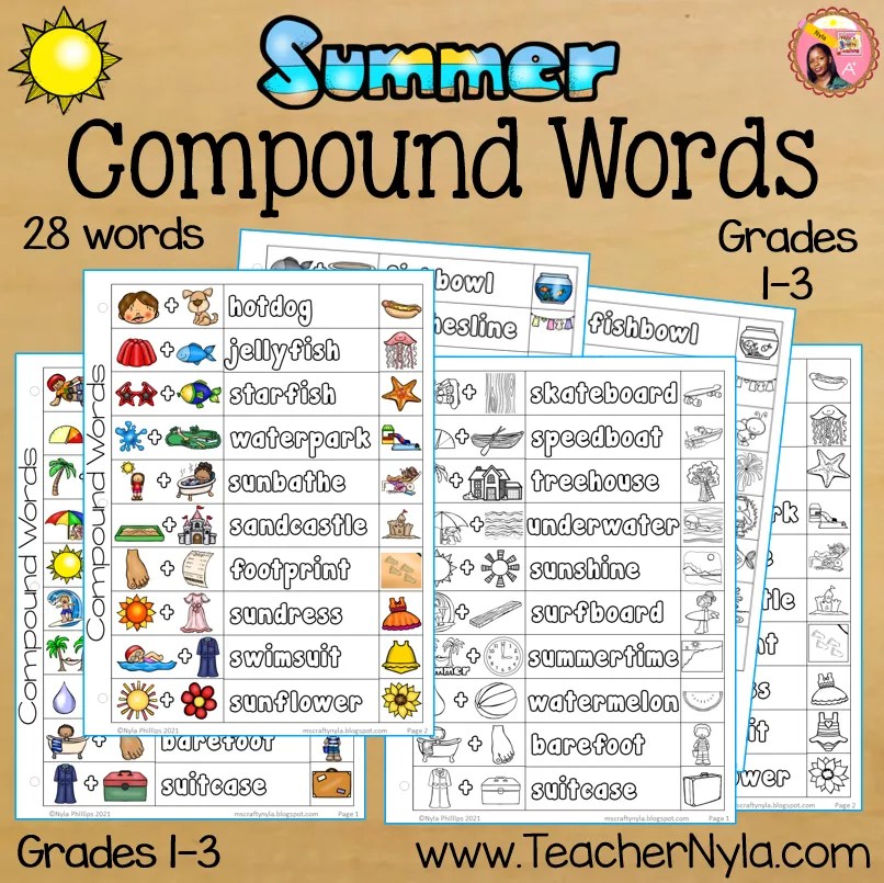 Summer Themed Compound Word Activity Nyla's Crafty Teaching