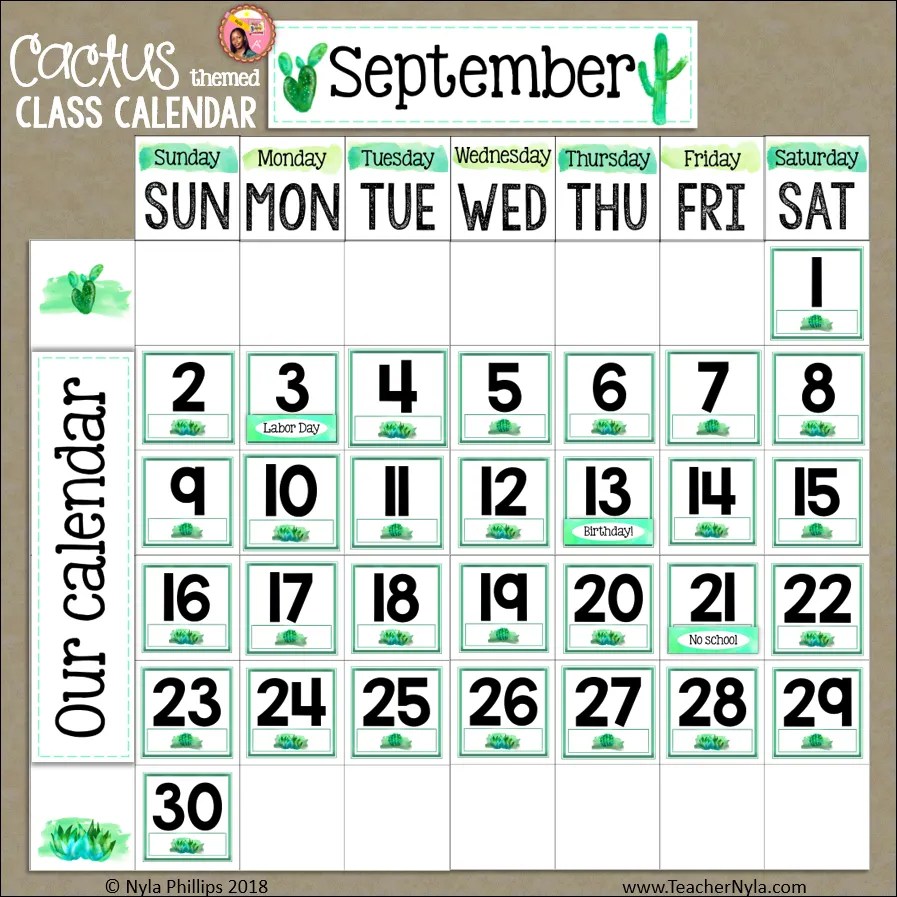 Printable Classroom Calendar Bulletin Boards | Nyla's Crafty Teaching