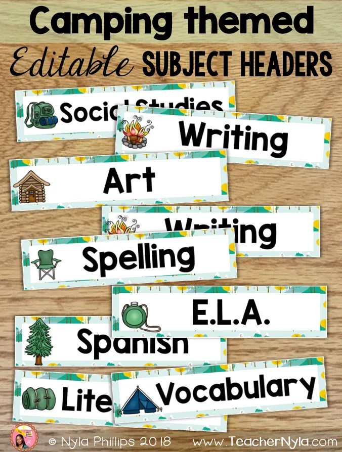 Editable Subject Headers In Different Themes Nyla's Crafty Teaching