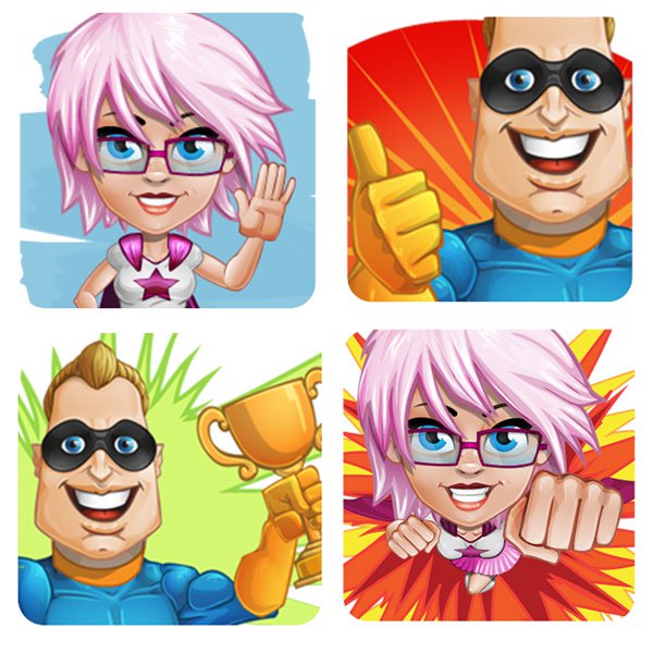 Square Stickers Superhero action Theme Teacher Stickers