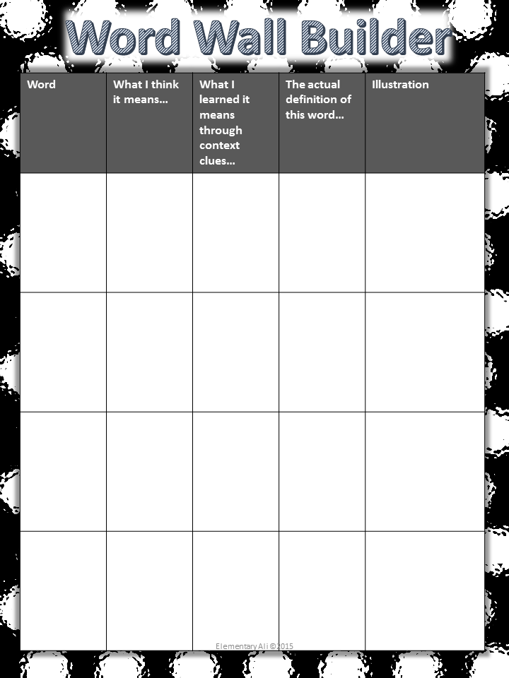 word wall chart Teacher's Workstation