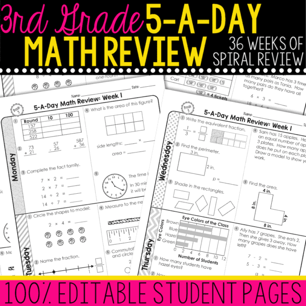 3rd Grade Daily Math Spiral Review • Teacher Thrive