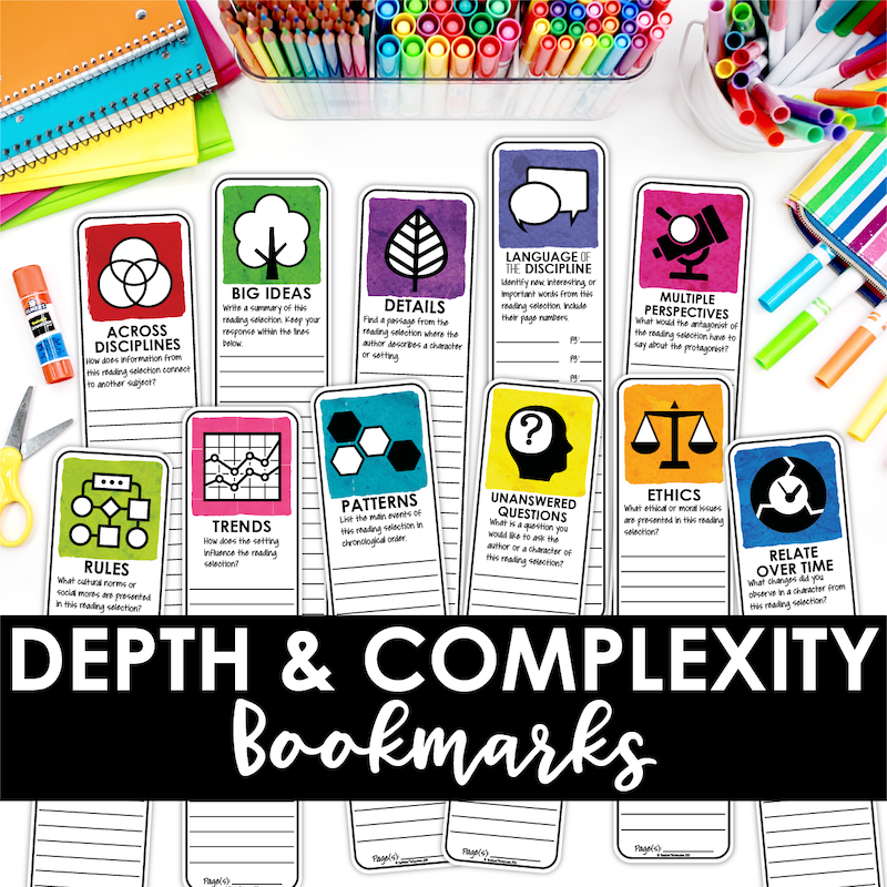 Free Depth and Complexity Bookmarks • Teacher Thrive