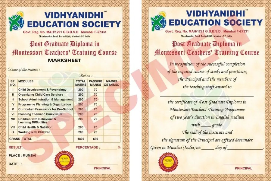 Montessori Certificate Sample Best Montessori Certificate