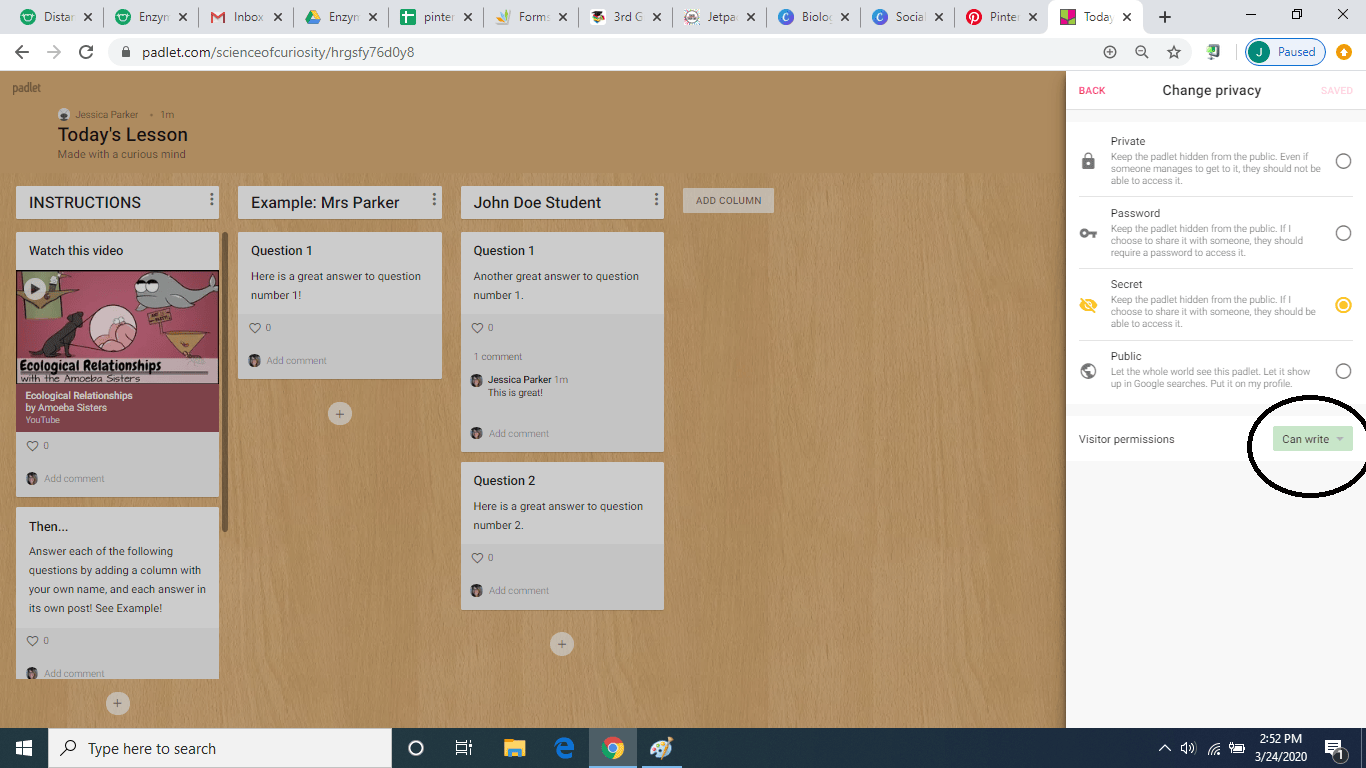 Settings for your Padlet Digital Learning