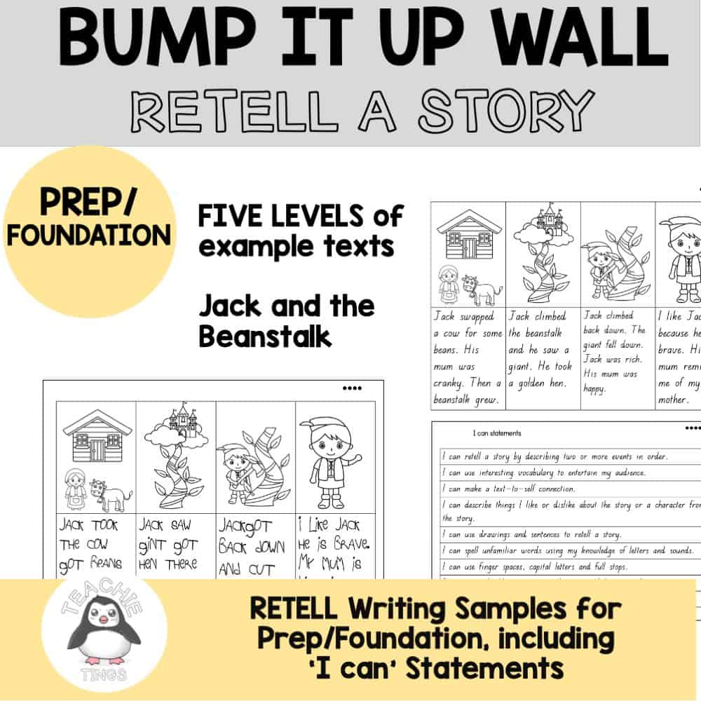 Kinder/Prep/Foundation Writing Exemplars Retell Pack — Teachie Tings