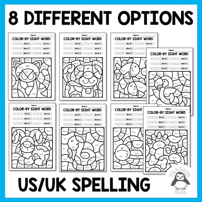 Color By Sight Words Autofill Worksheets Add Your Own Words — Teachie