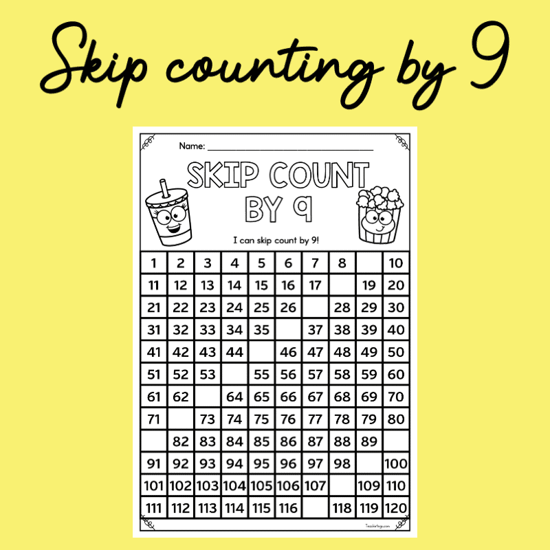 Skip Counting By 9 Worksheet — Teachie Tings