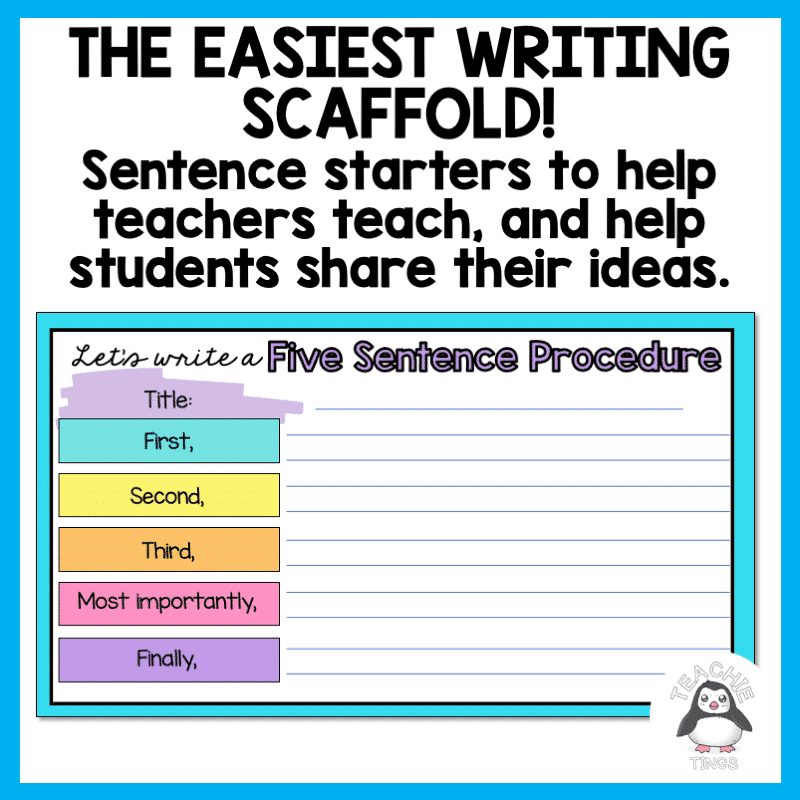 Five Sentence Procedures – Scaffold to Write Procedural Texts – Teachie