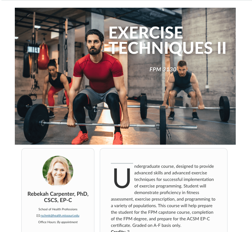 Example Exercise Techniques II Missouri Online Teaching