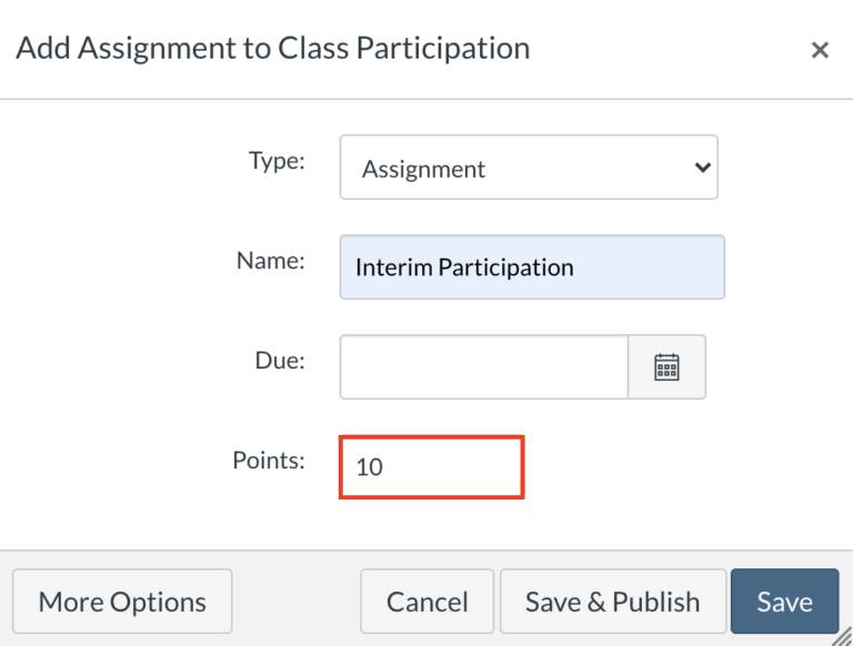 Delivering Interim Participation Marks Using Canvas Assignments