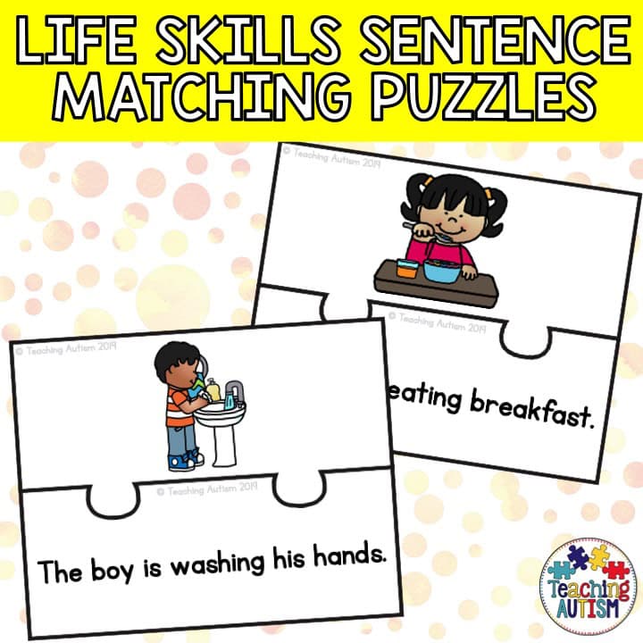 Life Skills Activity Task Box Sentence Matching Teaching Autism