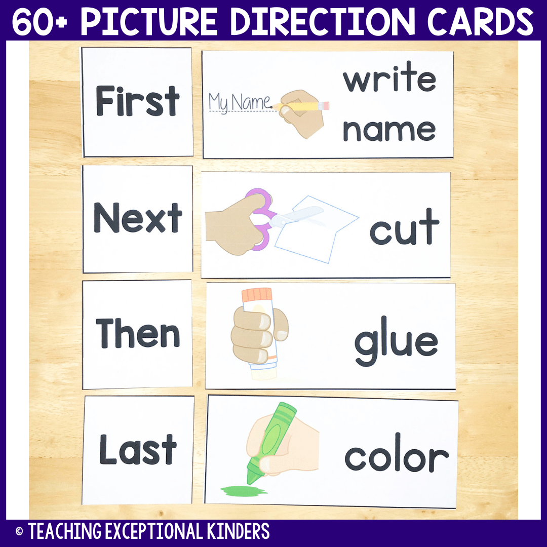Directions Visual Picture Cards Teaching Exceptional Kinders