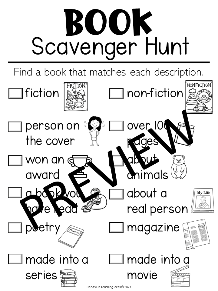 Book Scavenger Hunt HandsOn Teaching Ideas