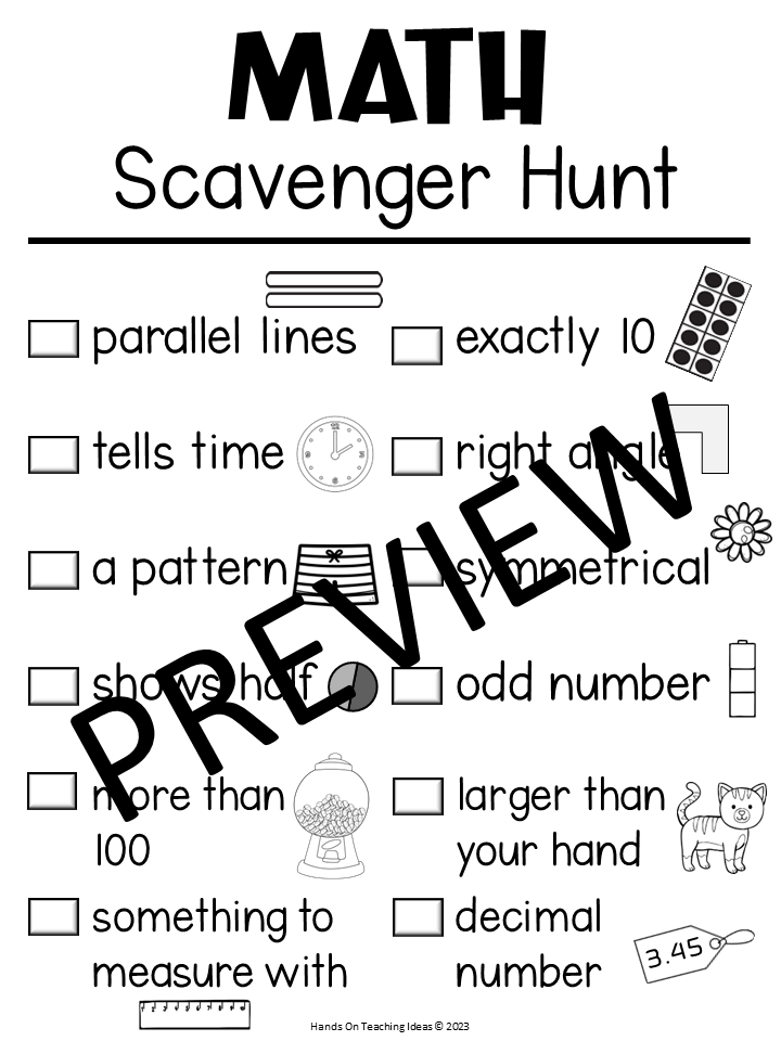 Math Scavenger Hunt - Hands-On Teaching Ideas