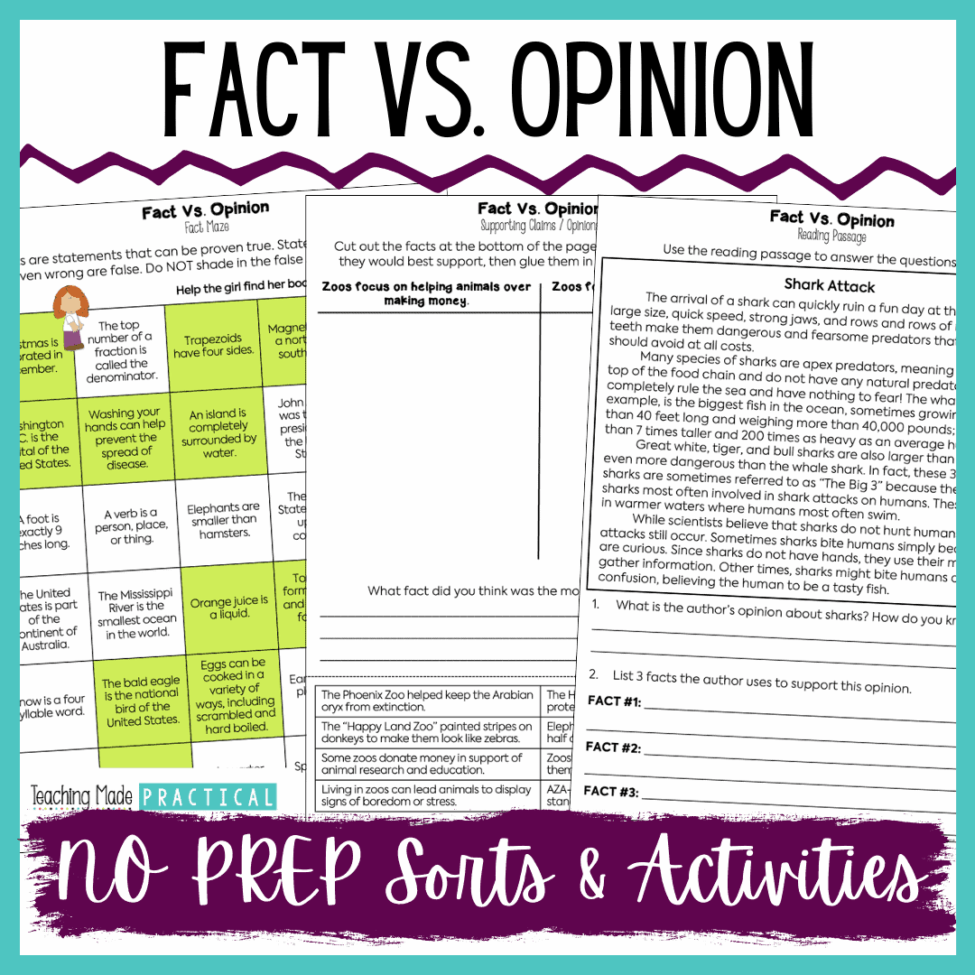 Fact and Opinion Activity Ideas for Upper Elementary - Teaching Made