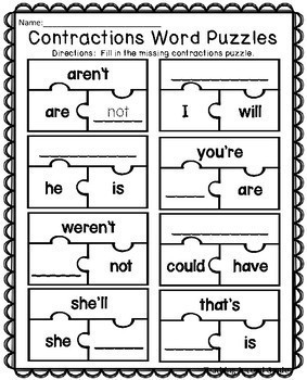 Contractions | Contraction Worksheets - Teaching Second Grade