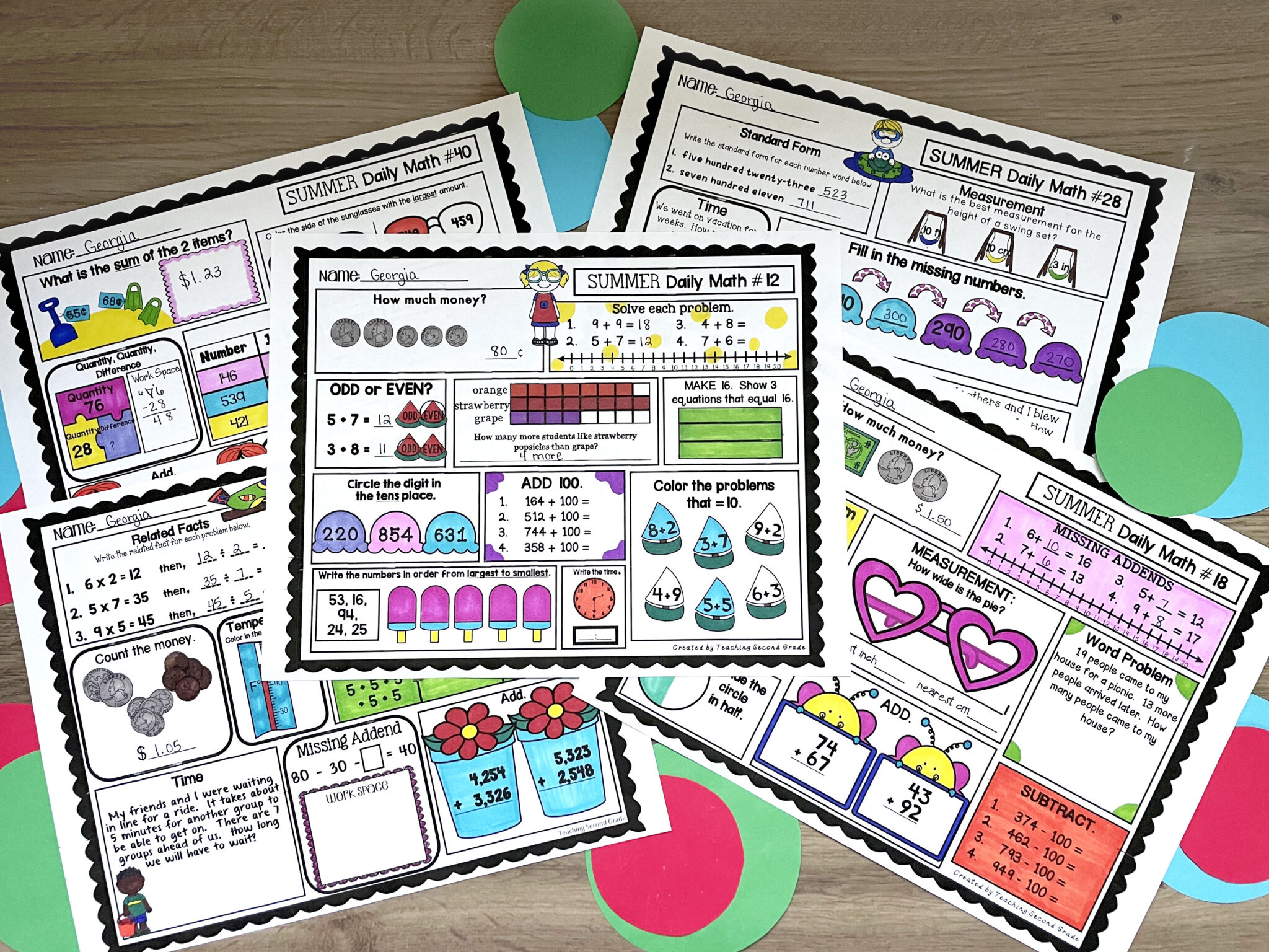 2nd Grade Summer Math Packet Teaching Second Grade