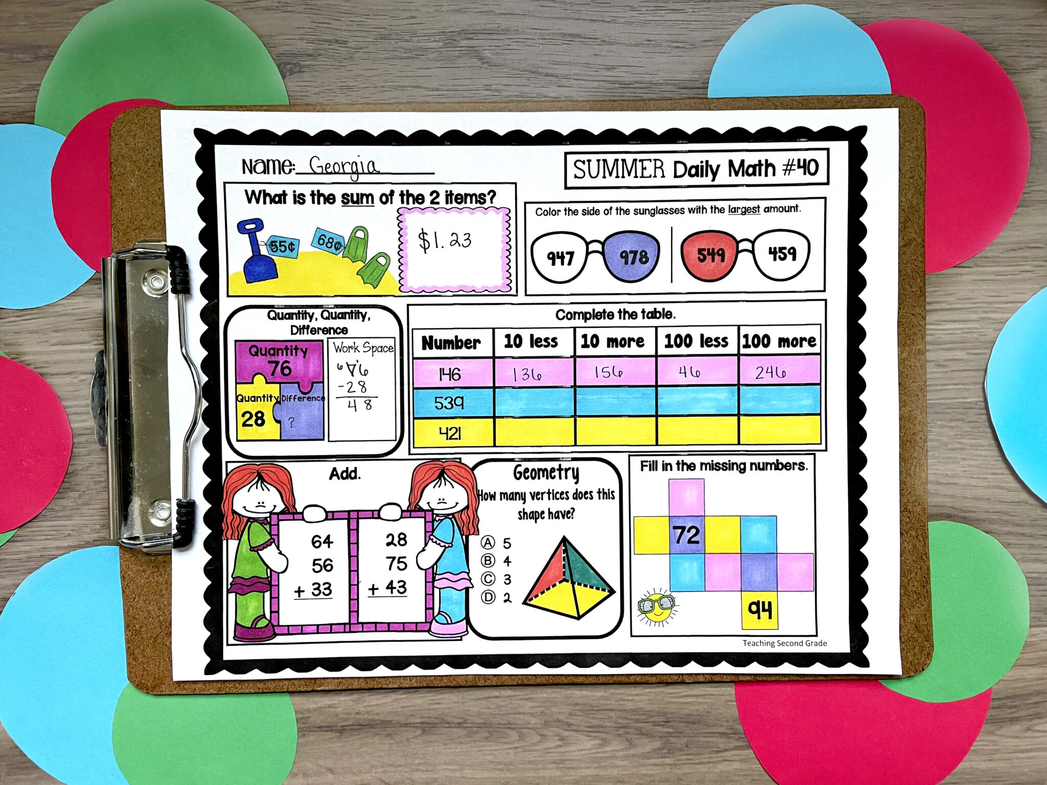 2nd Grade Summer Math Packet Teaching Second Grade