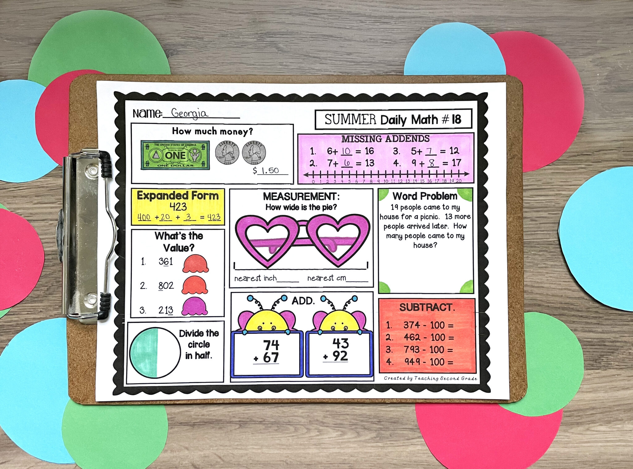 2nd Grade Summer Math Packet Teaching Second Grade