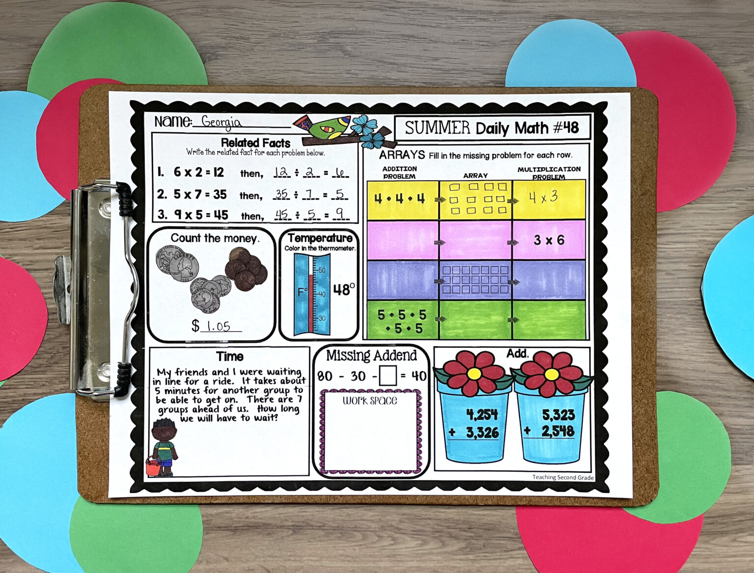 2nd Grade Summer Math Packet Teaching Second Grade