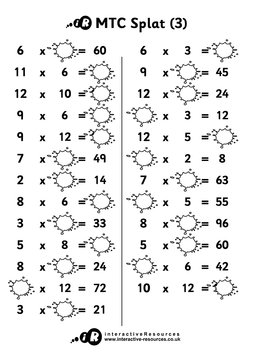 Teaching Tables Free Times Tables Worksheets
