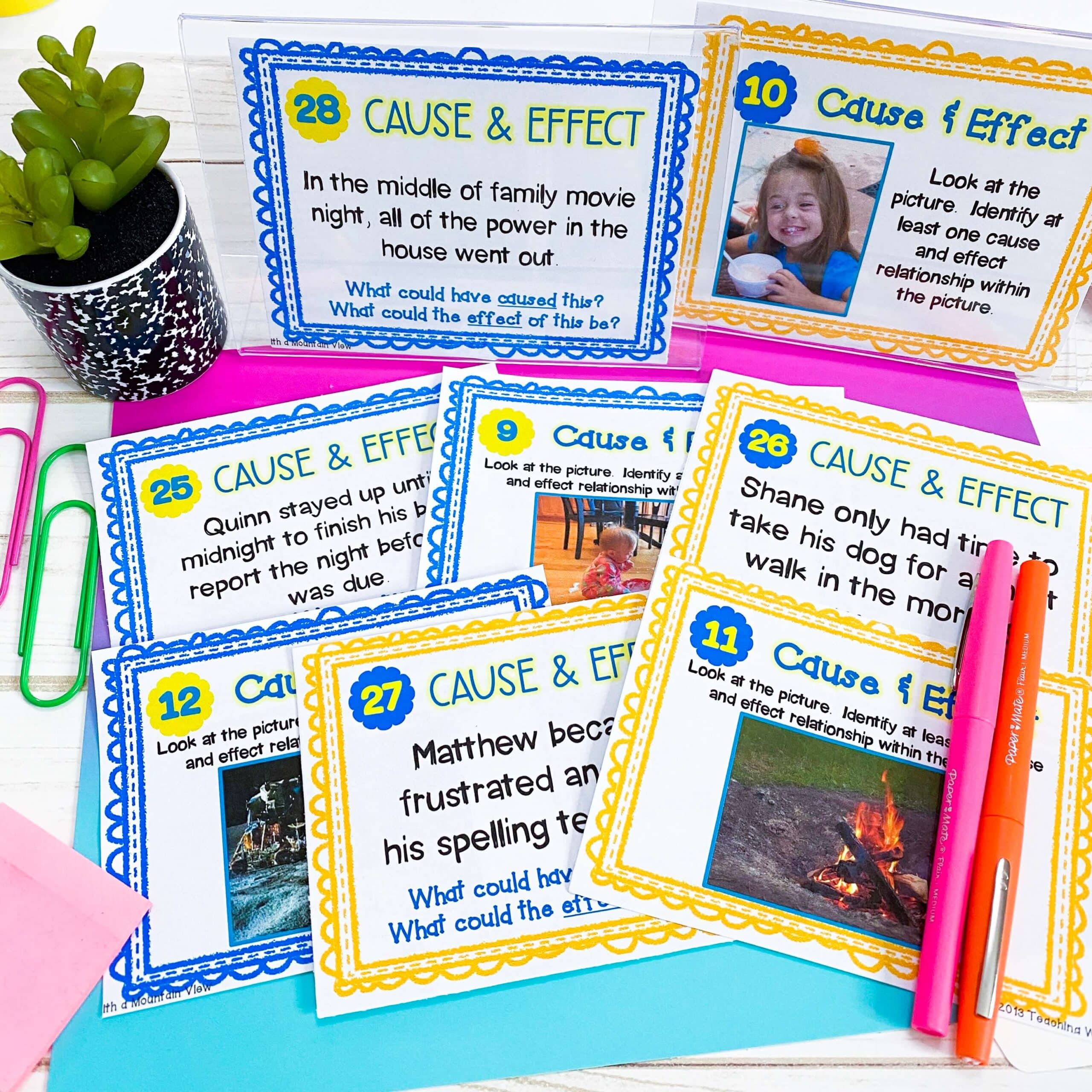 Cause and Effect Task Cards - Teaching with a Mountain View