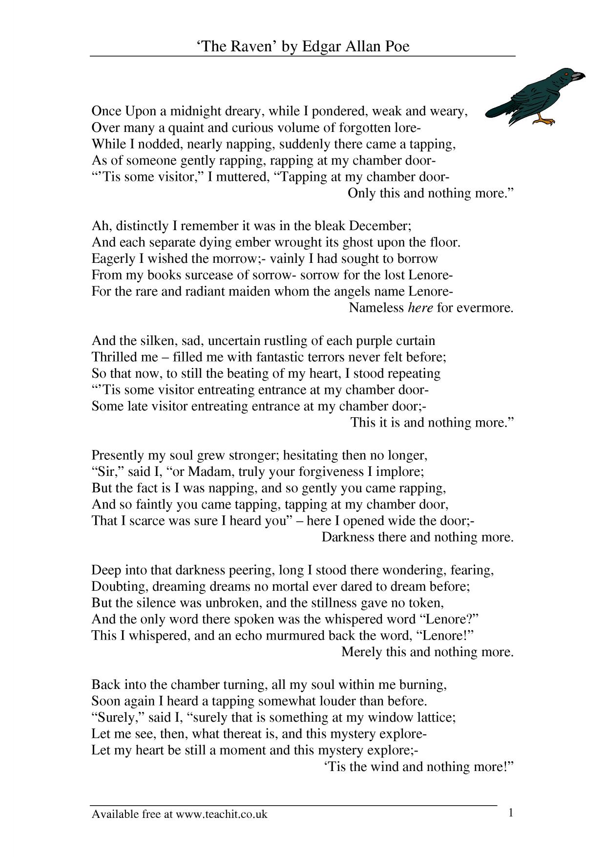 The Raven' poem KS3 English Teachit The Raven' poem KS3 English Teachit