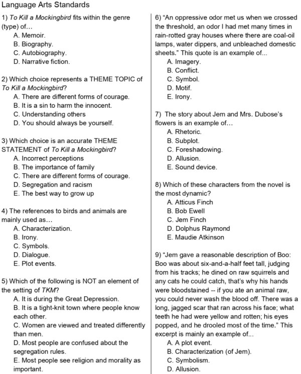 To Kill a Mockingbird Unit Test (readytoprint PDF)