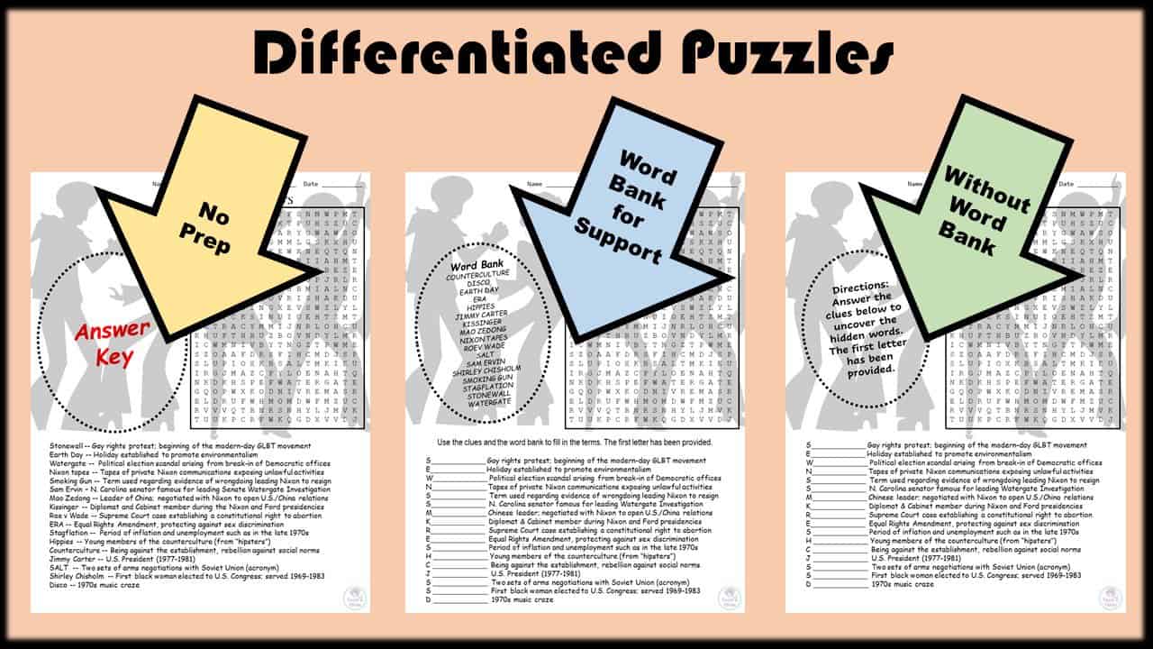 American History Word Puzzles for Every Unit (Free Downloads)