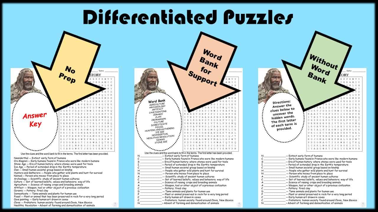 Prehistory Word Puzzle Review (Free Download) Teach 'n Thrive