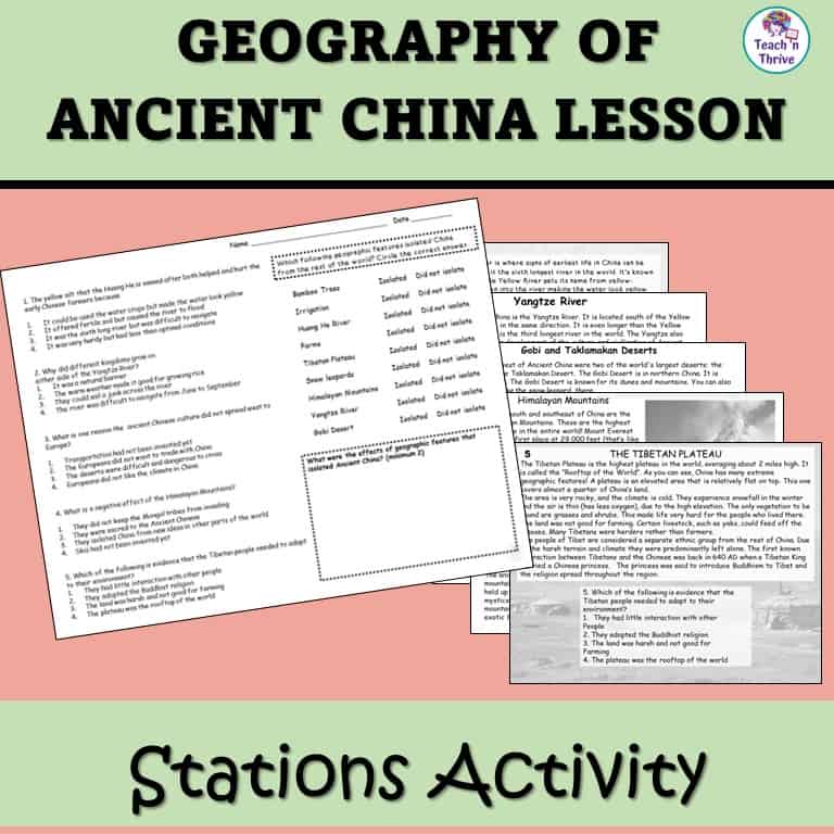 Geography of Ancient China Stations Lesson with DocumentBased