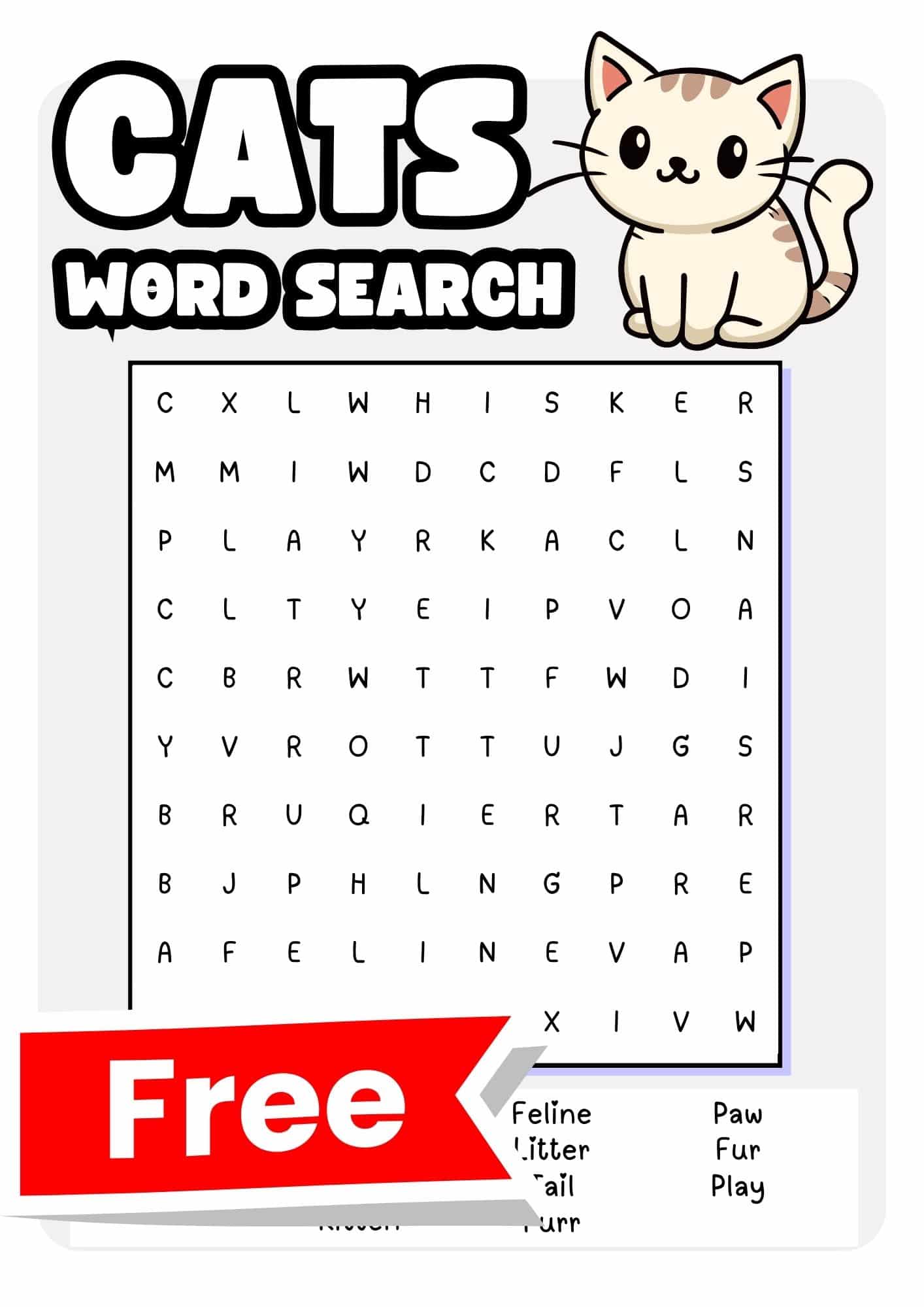Cats Word Searches (Free to Print) - Teach Prints