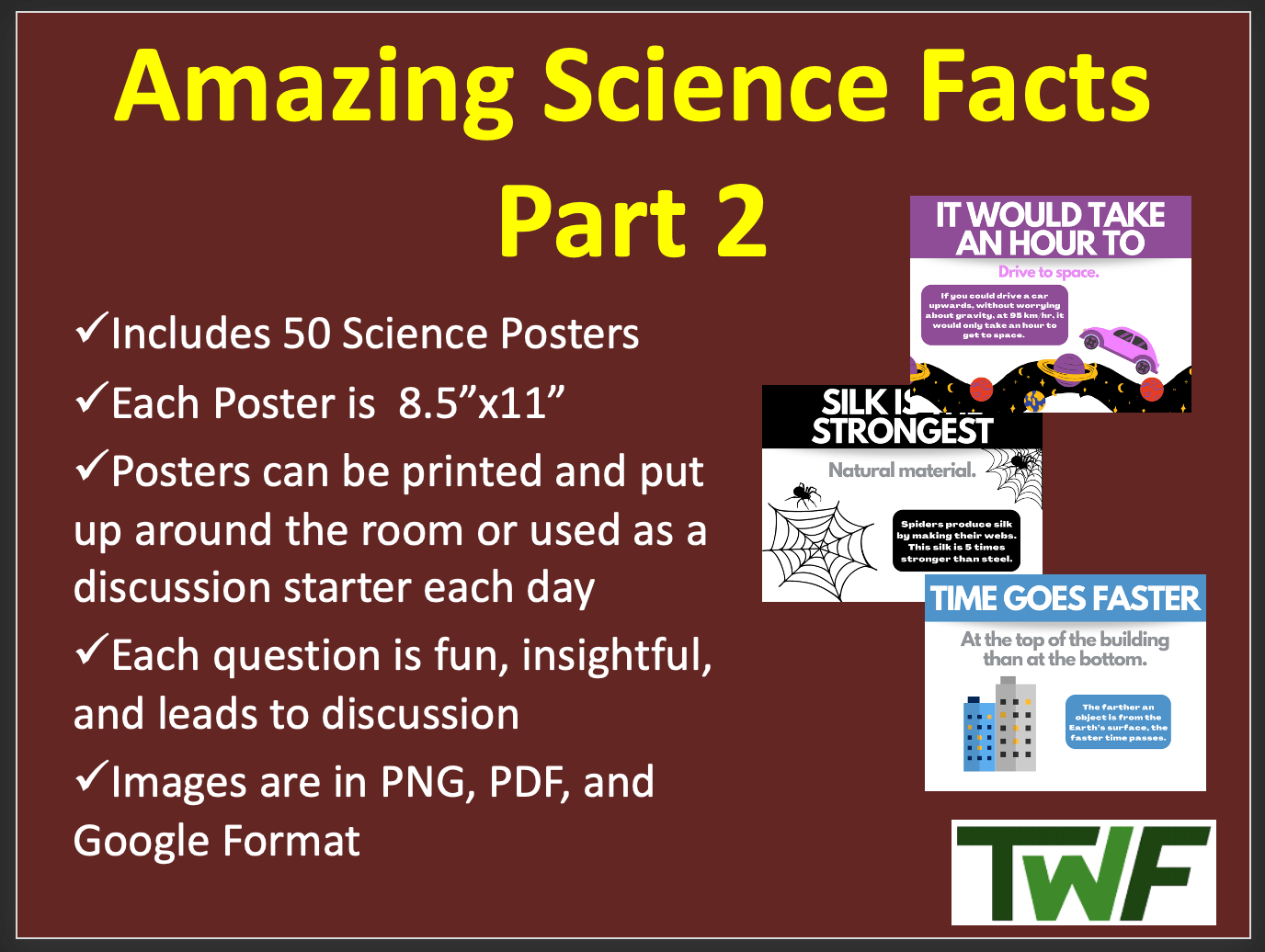 50 Amazing Science Facts Part 2 Classroom Posters and Class Starters