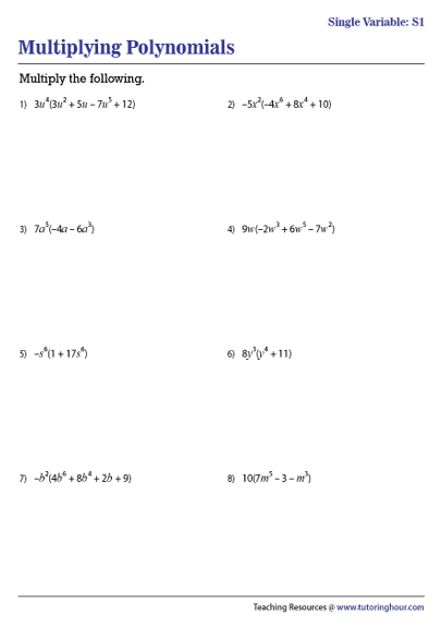 9 Best Multiplying Polynomials Worksheet For Students - The Teach