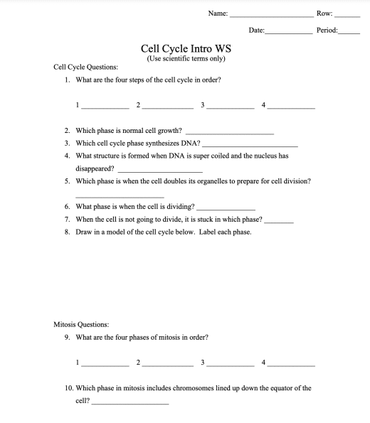 9 Biology Worksheet For Teaching Mitosis With Ease The Teach Simple Blog