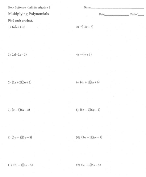 9 Best Multiplying Polynomials Worksheet For Students - The Teach