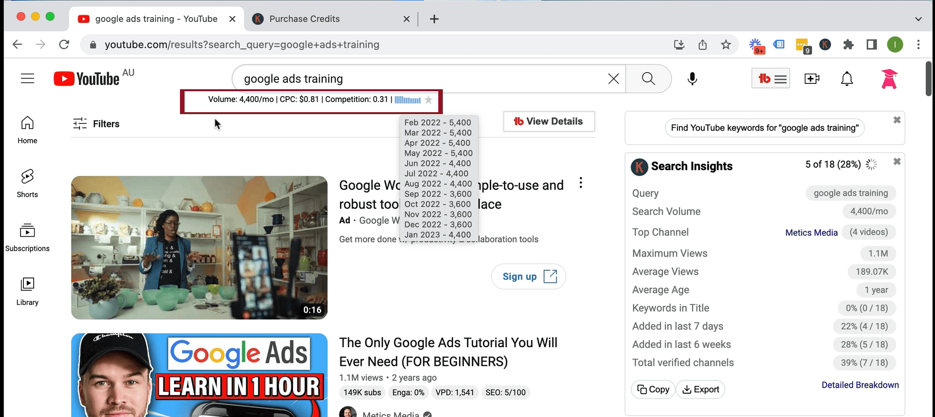 How To Find YouTube Search Volume Data With Keywords Everywhere Teach